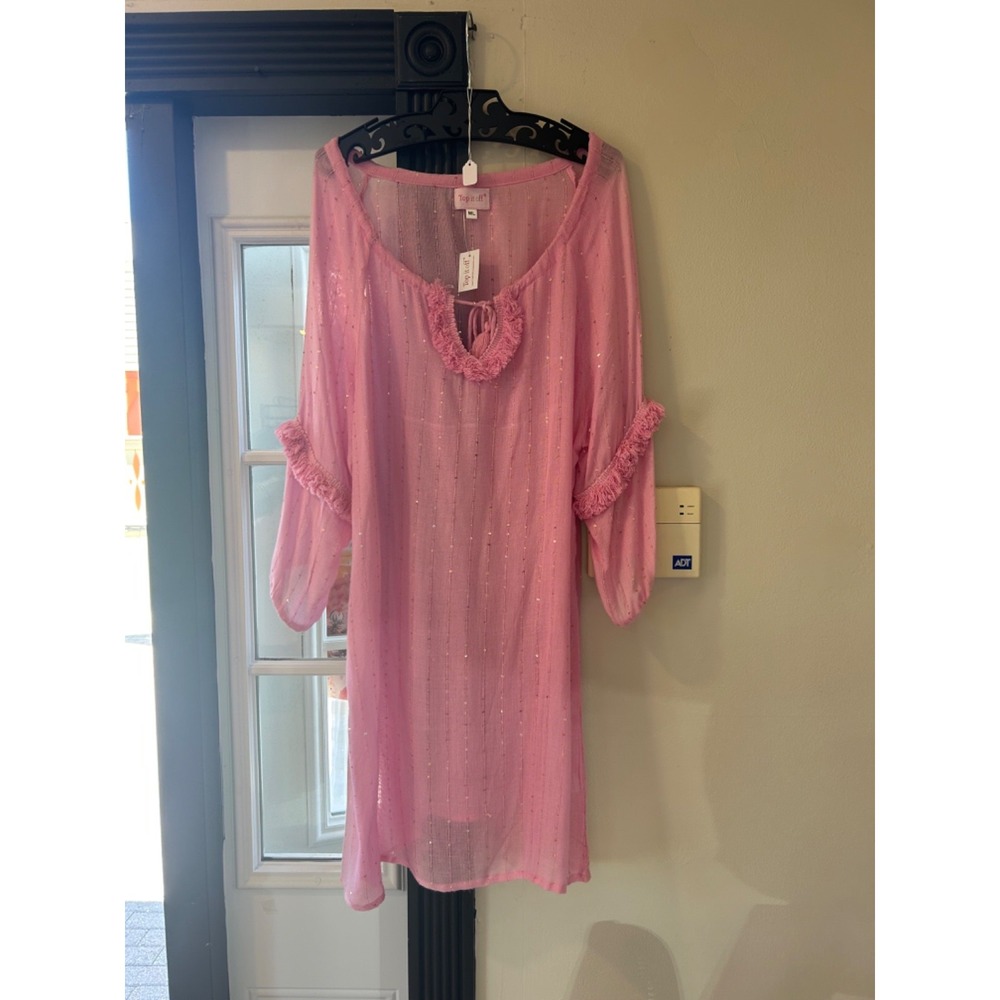 Top it Off beach cover up pink size medium large NWT